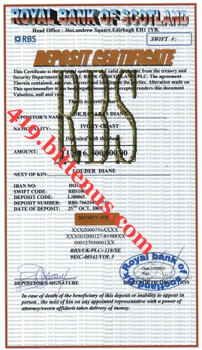Deposite Certificate
